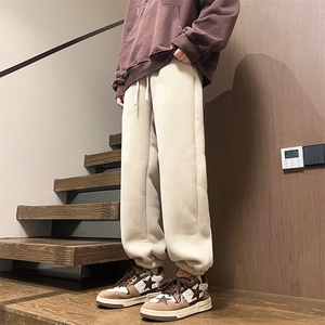09冬加绒加厚羊羔绒束脚裤子纯色简约百搭潮裤XZ211-1-K2378-P65图片