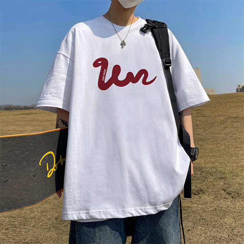 抖音得物二开现货220克夏装重磅美式高街宽松短袖t恤MT201,男装T恤,电商A486-1