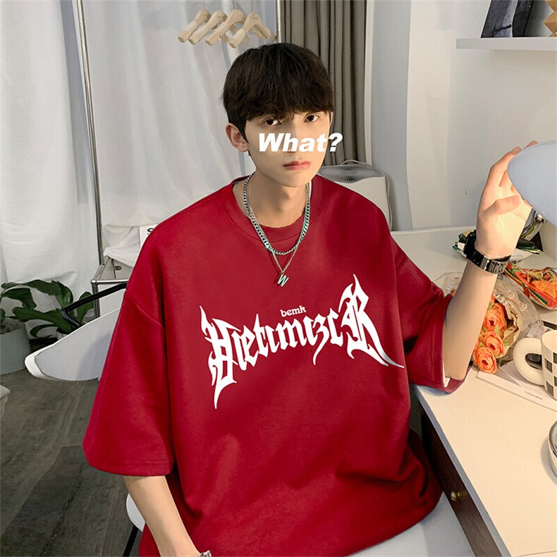 抖音得物二开现货220克夏装重磅美式高街宽松短袖t恤MT290,男装T恤,电商A486-1