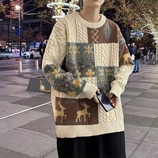 秋冬新款毛衣男潮针织衫外穿宽松复古日系百搭毛线衫MY09-P53，男装针织衫/毛衣，星座208-5