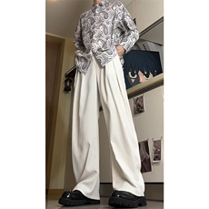 弯刀裤飘带宽松休闲西裤垂感高腰阔腿拖地长裤504-K849-P60控78，男装休闲裤，星座504