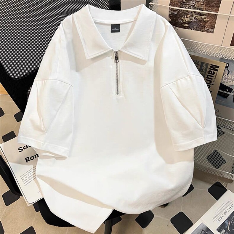 300克重磅双纱纯棉宽松纯色打底衫POLO衫拉链T恤男RH5039-特P35,男装T恤,星座610B-1
