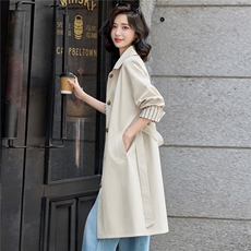 风衣外套女2025秋季新款时尚设计感季带长款外套，女装风衣，英标秀（1C119）