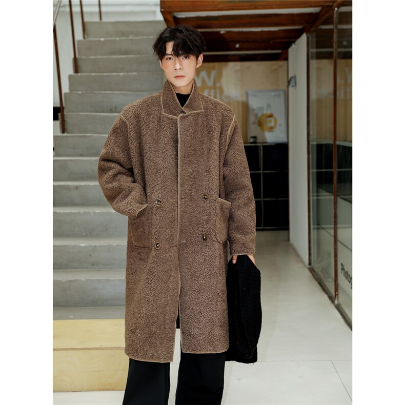 秋冬呢大衣双面穿外套加绒夹克加厚外套长款1016-1W97P168K198,男装毛呢大衣,星座1016-1（原电商B408-1）