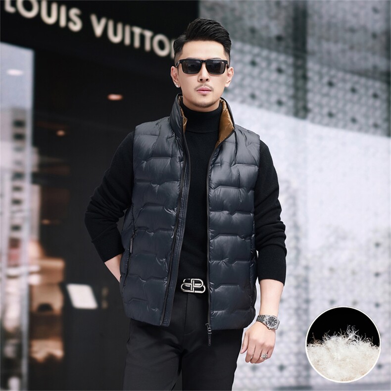 防水黑金羽绒服马甲男士秋冬立领无袖外穿90鸭绒时尚休闲坎肩背心,男装背心/马甲,钱塘723