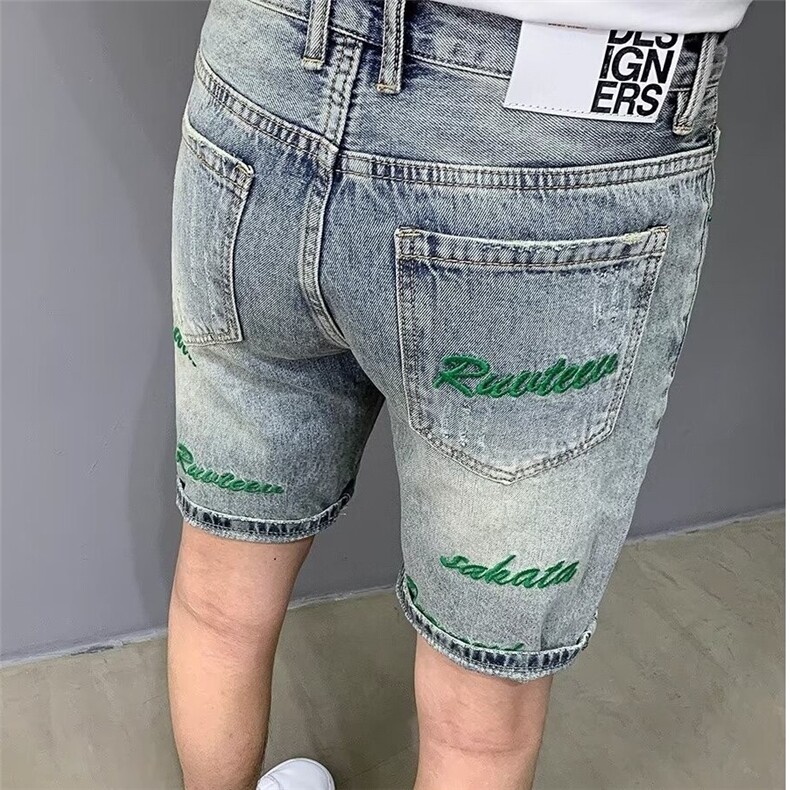 新款牛仔短裤男2025夏季薄款中裤美式街头百搭宽松运动休闲五分裤,男装牛仔裤,星座506A