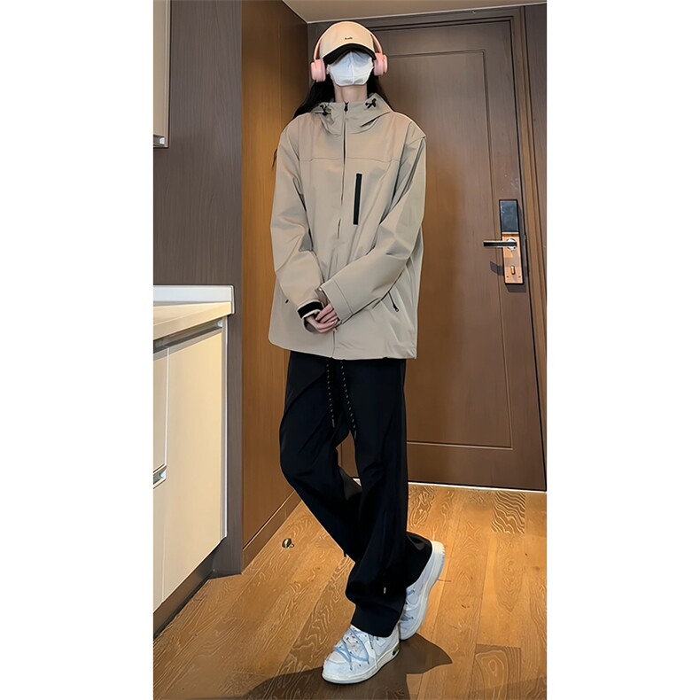 2024春季新款女模内景大码防水冲锋衣夹克M-5XHJ24082-特P65,男装夹克,电商A022