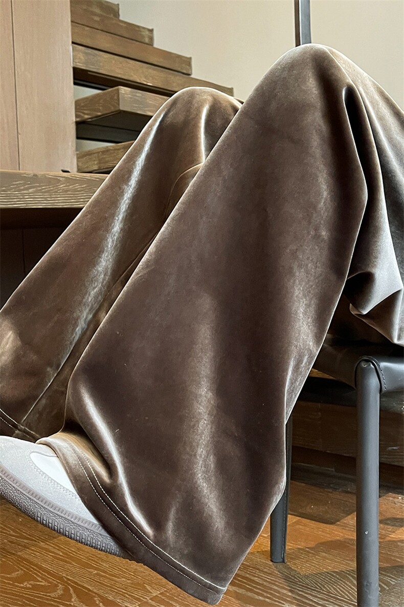 8XL-M加绒美拉德宽松金丝绒阔腿裤垂感拖地裤K993P55加绒65控78,男装休闲裤,电商D206-1
