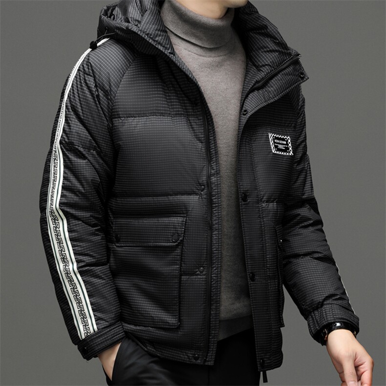 2023新款男士连帽羽绒服冬季保暖加厚外套中年商务休闲爸爸装上衣,男装羽绒服,电商B212（原钱塘6029）