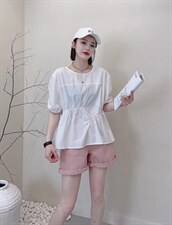 夏季新款小众设计感褶皱时尚小衫，其它，L·H·X