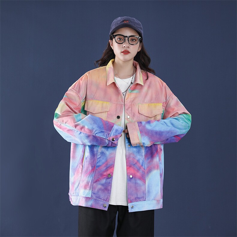秋季工装彩虹色夹克宽松bf风衣长袖外套jk01-p95,女装短外套,电商B288