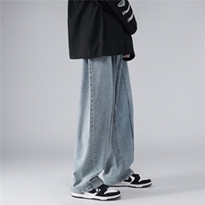日系黑墙2023秋季新款水洗做旧牛仔裤拖地长裤-A08P65控88，男装牛仔裤，电商A247-1