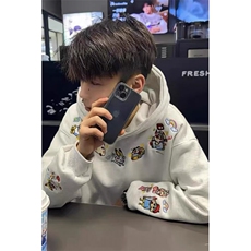 潮流气质ins文艺时尚原宿简约新款日系流行慵懒连帽刺绣卫衣百搭，男装卫衣，星座506A
