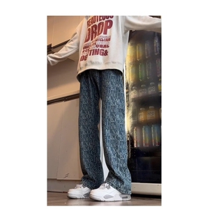 现货! 港风新款2025潮流百搭直筒宽松大码牛仔裤松紧腰NZ6182-P40图片