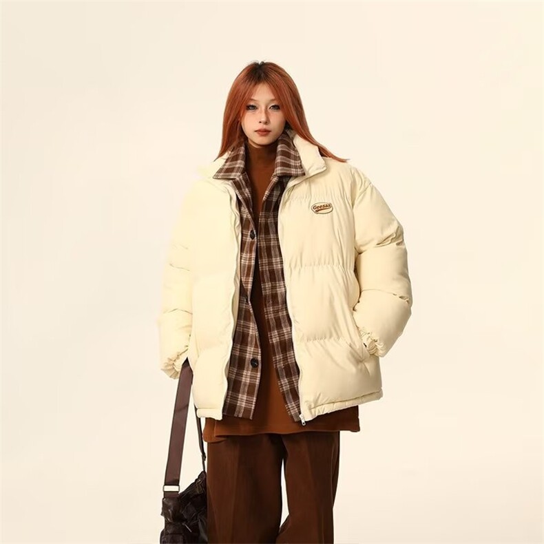 网络图现货美式复古假两件拼接格子加厚保暖面包服棉服JV11-P70,男装棉衣,星座715-7