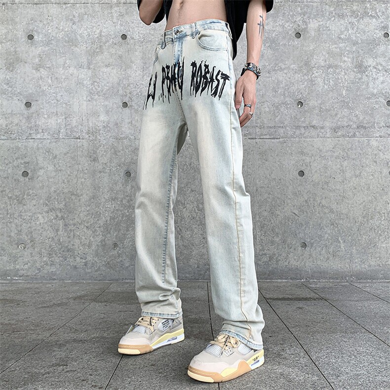 美式高街潮流印花水洗休闲牛仔裤A161-S2306-P58,男装牛仔裤,电商A161