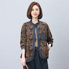 时尚拼接印花宽松长袖衬衫女春装新款休闲百搭上衣，女装衬衫，悦见她