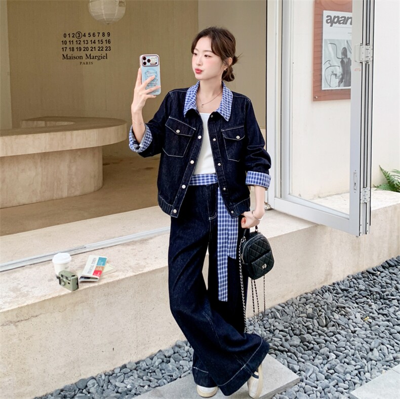 新款有货蓝色牛仔休闲套装有腰带5527P205K328,女装套装/套裙,2C176