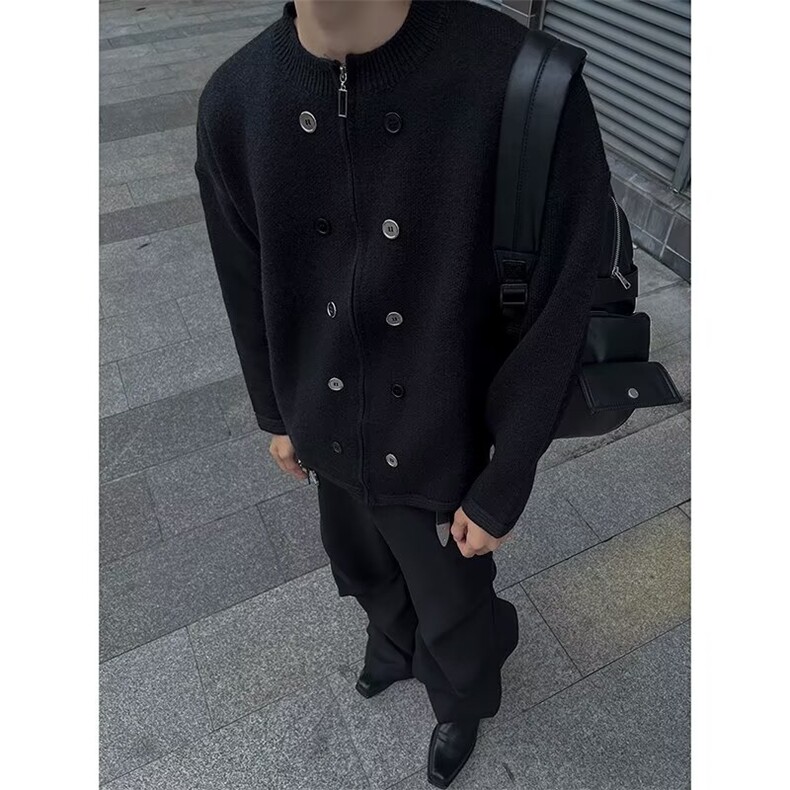 冷淡系高级感外套男发型师高级感穿搭针织毛衣潮,男装针织衫/毛衣,星座716-2