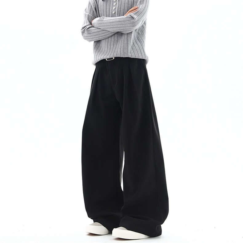 04设计感压褶西装休闲裤宽松慵懒直筒阔腿长裤XZ211-1-K2617-P55，男装西服套装，星座211-1