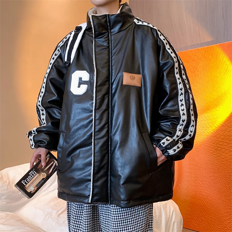 双面穿PU皮衣外套棉衣男加绒情侣棉服面包服棉袄女3323-P90控128图片