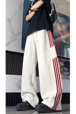 250克华棉薄款条纹运动裤宽松阔腿裤子休闲长裤卫裤K8644-特价P36，男装休闲裤，电商A007
