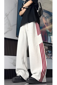 250克华棉薄款条纹运动裤宽松阔腿裤子休闲长裤卫裤K8644-特价P36图片