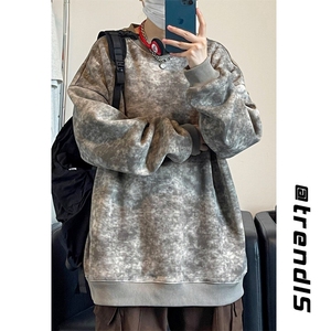 2025 春季新款 女模自拍大码脏脏色圆领卫衣M-5X HW24555-特P30图片
