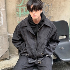 DJK8550-P75美式高街铆钉褶皱纹理短款外套男春秋夹克-网图现货，男装夹克，星座603-2