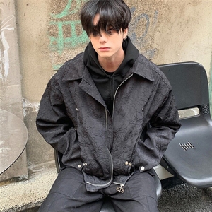 DJK8550-P75美式高街铆钉褶皱纹理短款外套男春秋夹克-网图现货图片