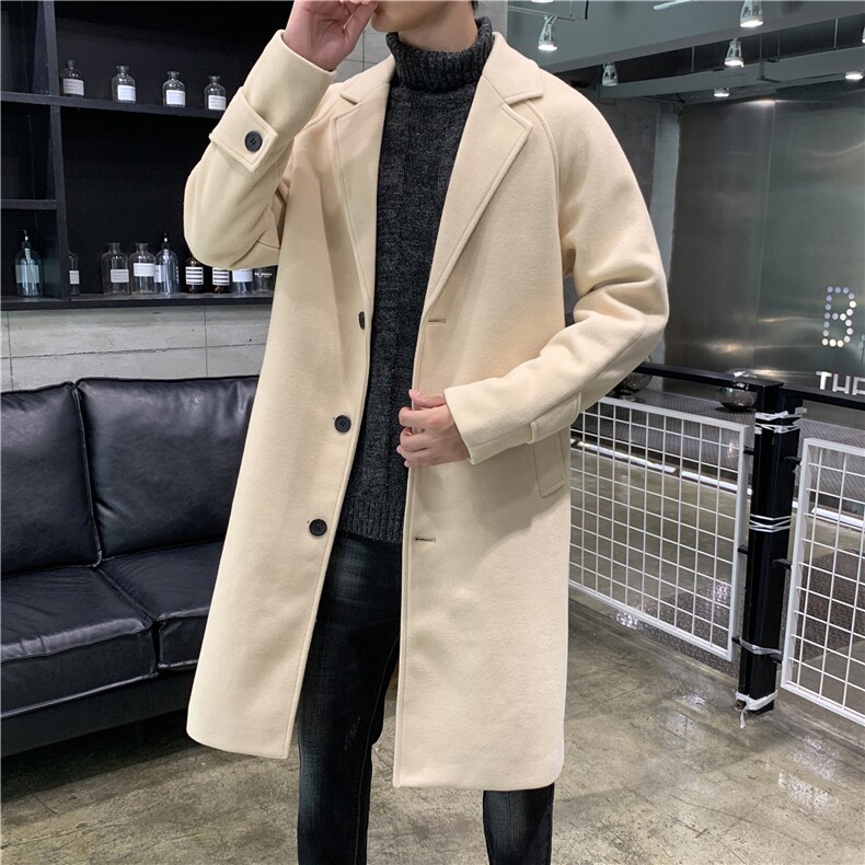 N1079/P100加棉P110秋冬毛呢大衣男中长款过膝风衣大码男士呢大衣,男装毛呢大衣,电商A141