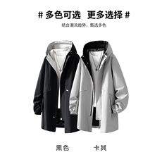 JK8875-P90L-9XL秋季大码中长款连帽风衣夹克外套控158，男装风衣，星座109