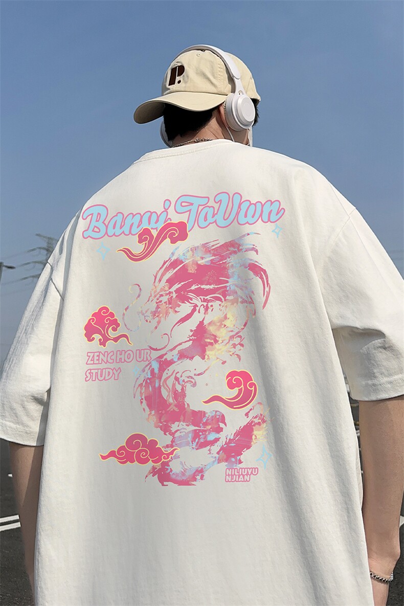 港风纯棉印花T恤XT5440-TP25控价38美式夏季设计感潮牌印花短袖,男装T恤,电商A102-1
