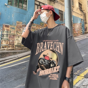 B239-1201-P28 欧美式 摩托机车创意印花 夏季高克重半袖 短袖t恤图片