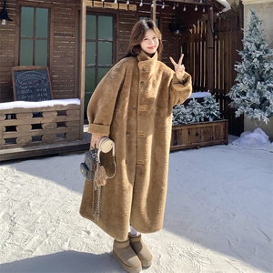 复古美拉德皮毛一体外套女2025冬季新款设计感保暖加厚两面穿大衣图片