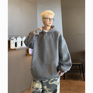 港风大码美式潮牌麂皮绒套头连帽卫衣男 XZ213-JKPR204-P45控68图片
