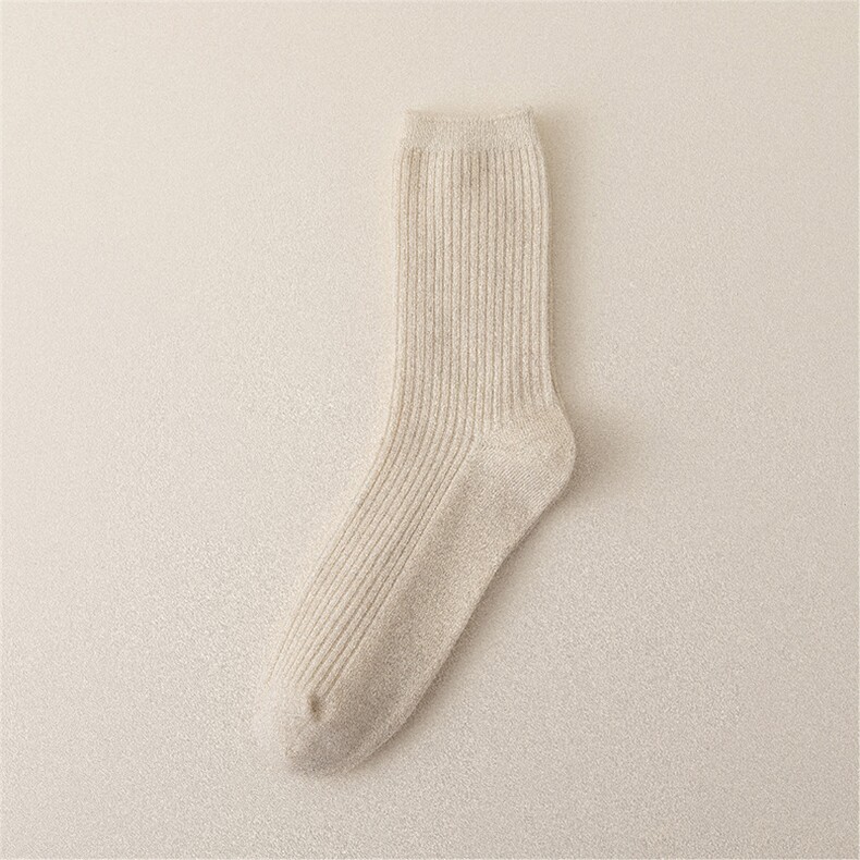 2025年秋季新款百搭双股加厚保暖双针抽条长筒袜，袜子，锦驼羊绒
