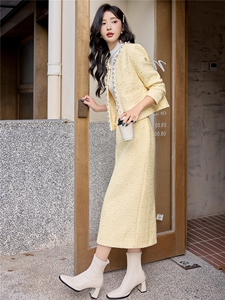 【bao款现货】2025秋装新款套装纯色长裙小香风两件套图片