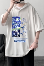 LD54290-P45NASA连帽短袖t恤男大码胖子带帽五分袖中袖，男装T恤，电商A040