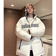 冬装中性美式条纹织带棉服刺绣logo棉衣休闲外套男女G1100P118，男装棉衣，电商A339