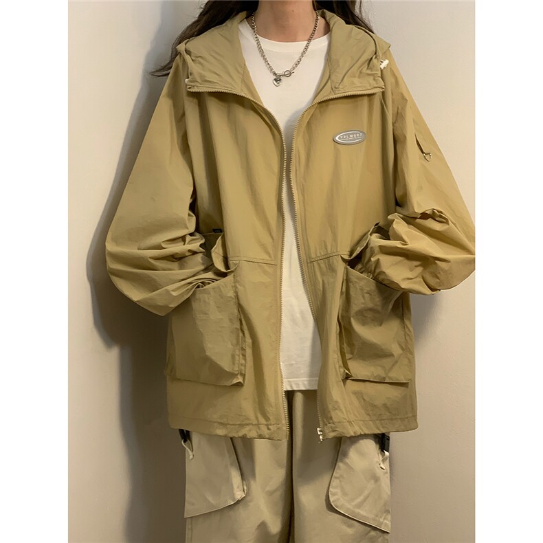 中性风连帽工装大口袋防晒衣女黄灯户外潮牌防晒服FS77009P50控78,男装夹克,星座226-1