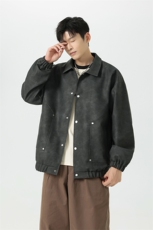 脏脏皮衣外套男装秋季工装夹克潮牌机车服复古PU皮上衣JK8806P70，男装皮衣，星座311B-1