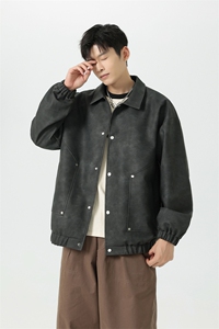 脏脏皮衣外套男装秋季工装夹克潮牌机车服复古PU皮上衣JK8806 P70图片