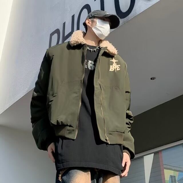 美式复古翻领时尚棉服男女冬季小牛津棉衣外套红棉袄潮MF206-P79,男装棉衣,星座412-3