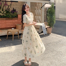 现货：法式植物碎花连衣裙2C105-0515-P130-K178，女装连衣裙，2C105