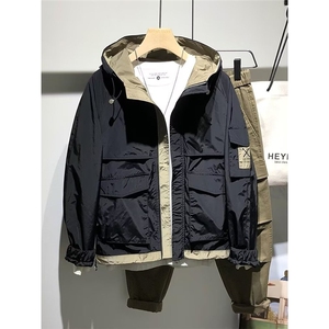 春季薄款工装大兜连帽夹克男潮牌青年痞帅短款休闲冲潮TT8022 P92图片