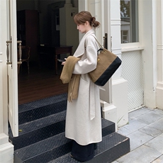 现货新款2B114P265K335长款秋冬双面羊绒大衣外套翻领配腰带百搭，女装双面呢大衣，网红馆