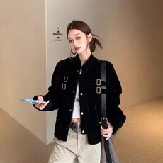 现货美式宽松短款立领鹿皮绒夹克JK275特P75，男装夹克，星座205-3