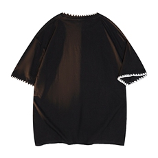 抖音得物二开240克宽松纯棉美式高街痞帅贝壳绣花工艺短袖T恤，男装T恤，电商A486