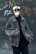 小众boxy水洗重工倒装短款立领牛仔外套男秋美式潮牌街头宽松夹克，男装工装外套，星座505-2（原电商A260-1)